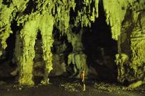 Admirando a caverna de Lol-Tun, no Yucatán, no sul do México